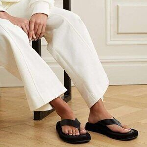 FOWT Black Women Round Toe Flip Flops Wedge Low Heel Mule Slippers Casual Indoor